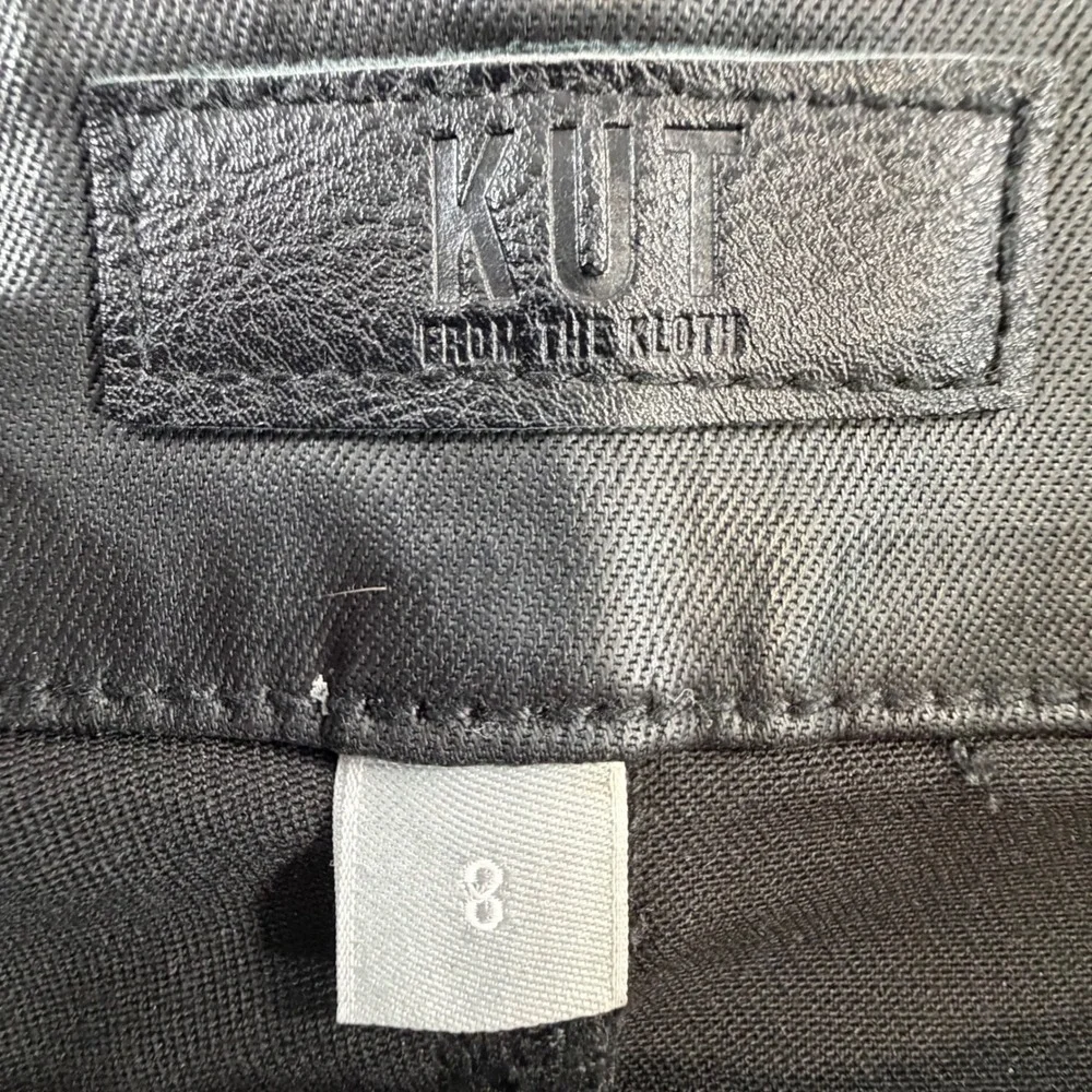 Kut from the Kloth Reese Skirt Black Coated Faux Leather Mini Skirt Size 8